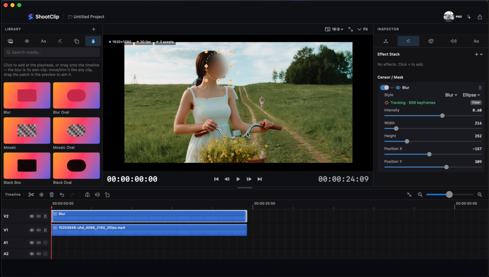Face and object tracking blur in ShootClip
