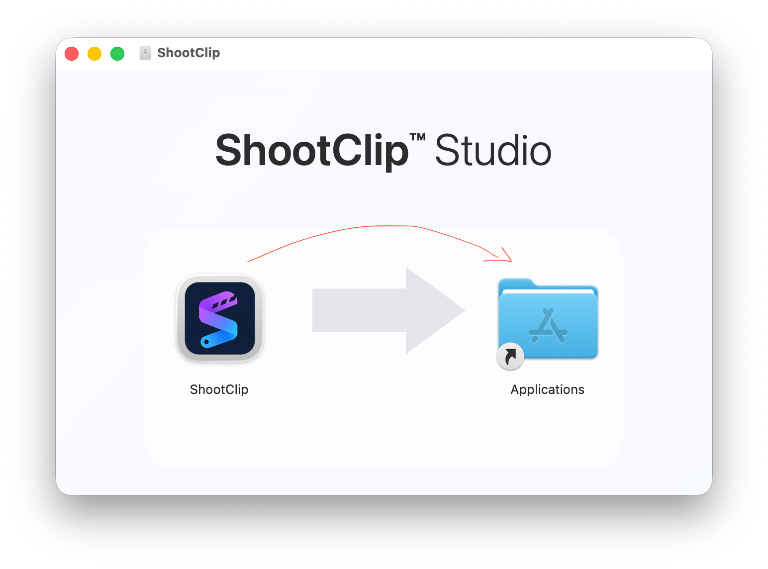 Drag the ShootClip icon into the Applications folder
